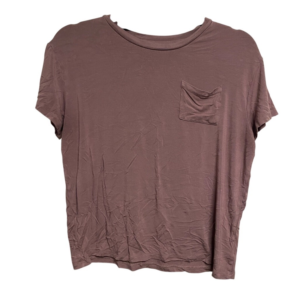 The Commons Womens Mauve Short Sleeve Pocket Crew Neck T-Shirt XL 16-18